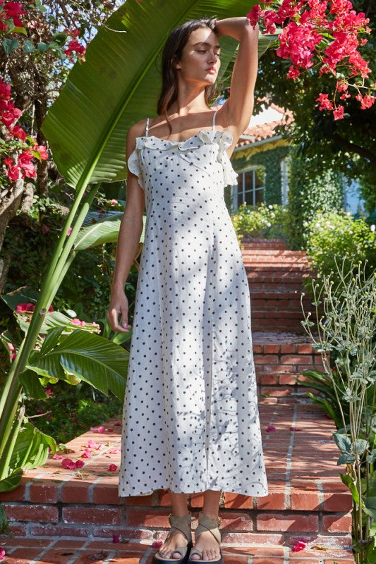 Ivory & Mocha Polka Dot Dress