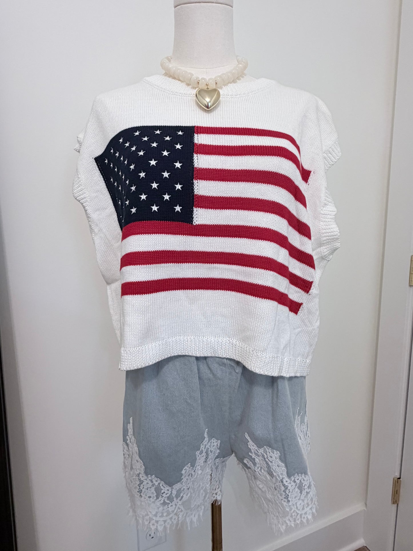 Land of the free, because of the brave knit sweater top