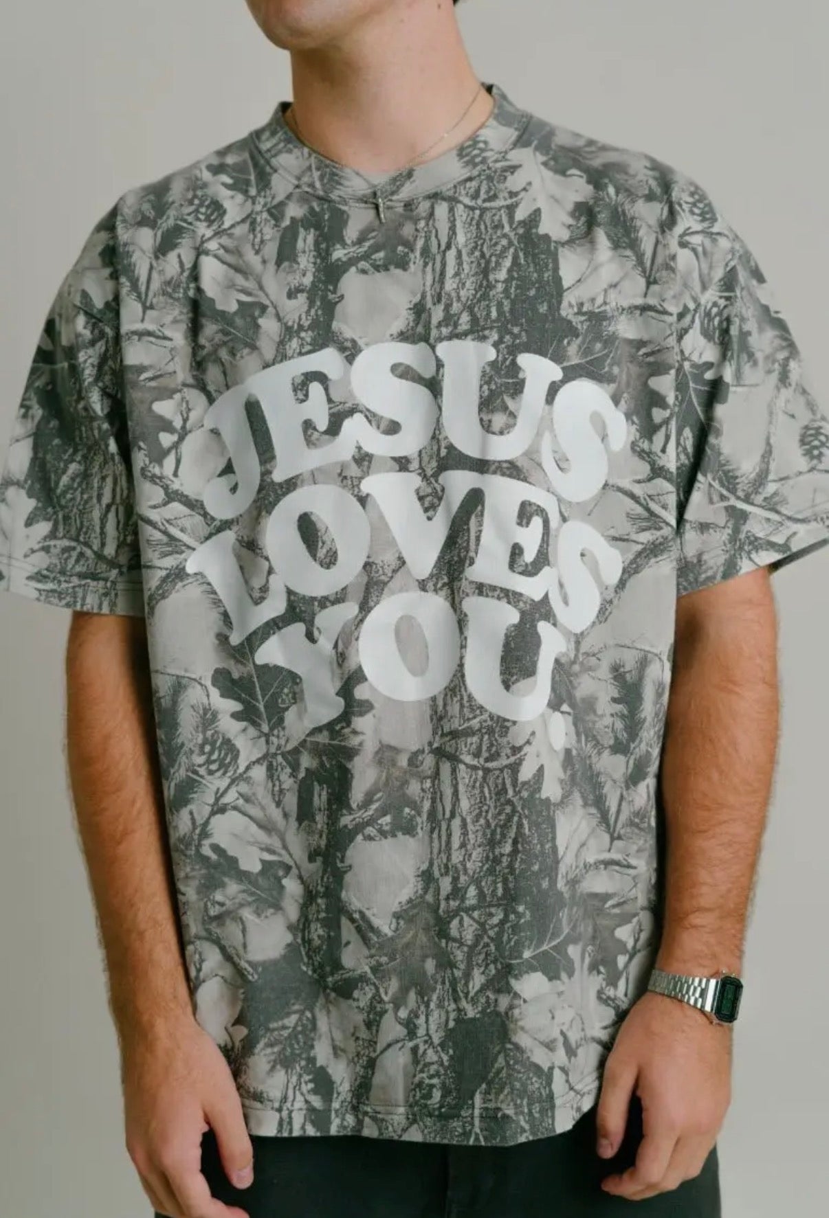 Jesus Loves You Tee in Midnight Oak