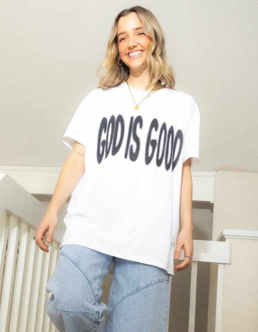 God is good all the time white tee