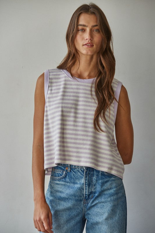Sweet Lavendar Stripe Top