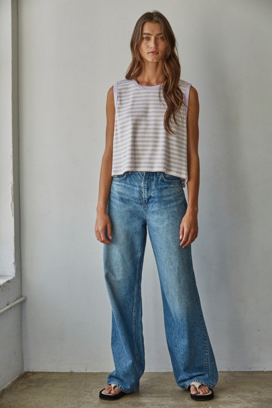 Sweet Lavendar Stripe Top