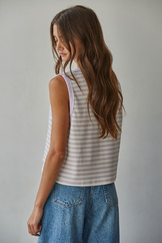Sweet Lavendar Stripe Top