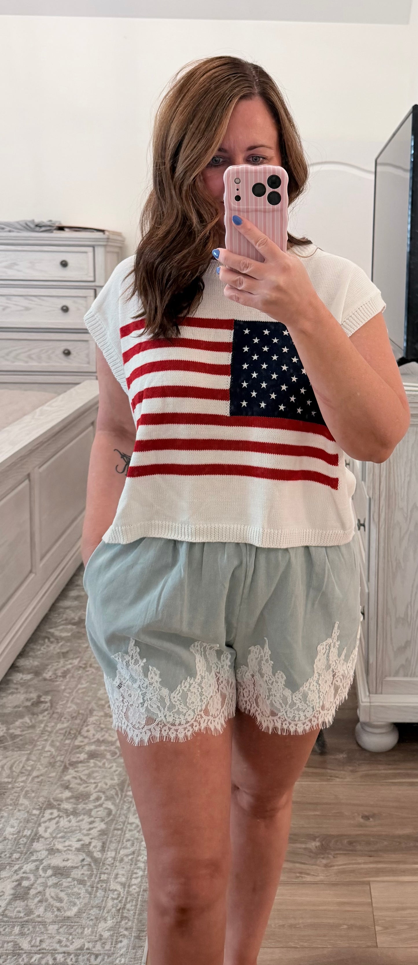 Land of the free, because of the brave knit sweater top