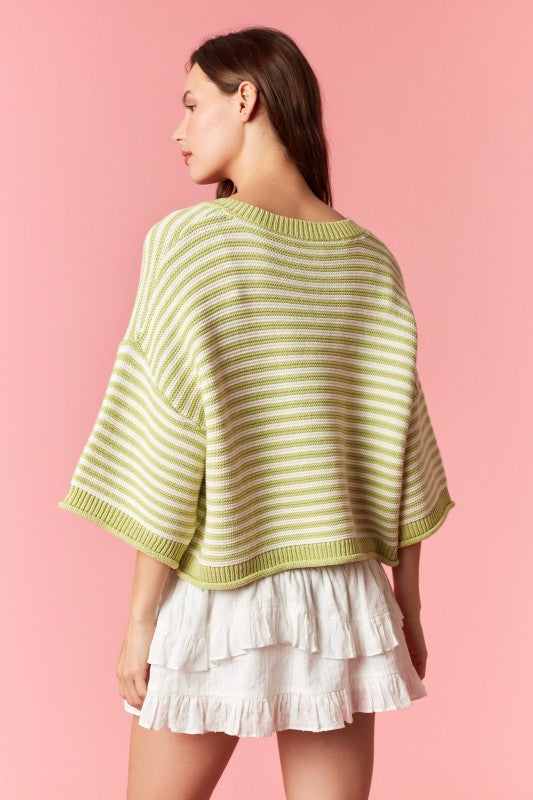 Matcha Stripe Oversized Knit Cardigan