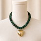 Heart pendant beaded necklace - Emerald Green