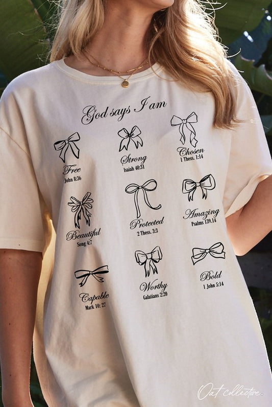 "God Says I am" Oversized Graphic Top