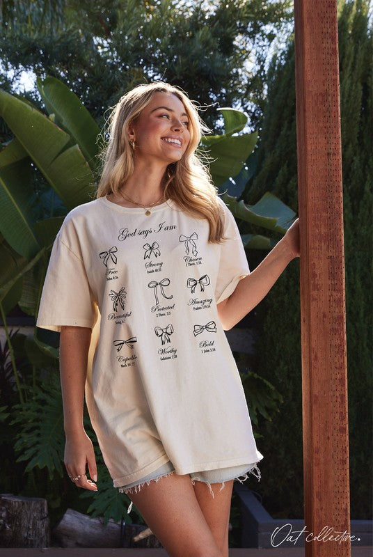 "God Says I am" Oversized Graphic Top