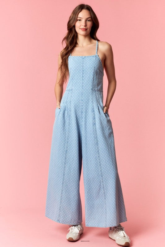 Polka Dream Denim One-Piece